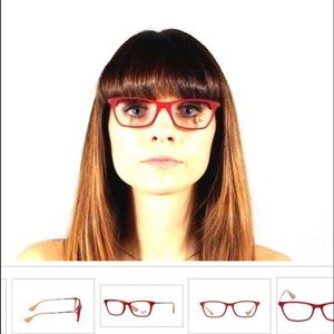 $150. Ray Ban woman’s or Unisex Eye Glasses! Red cat/rect. shape. Titanium NEW!